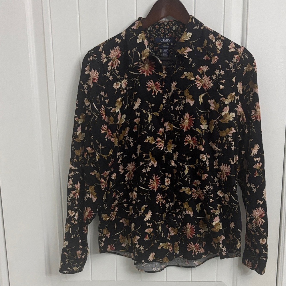 CHAPS Black with Floral Top